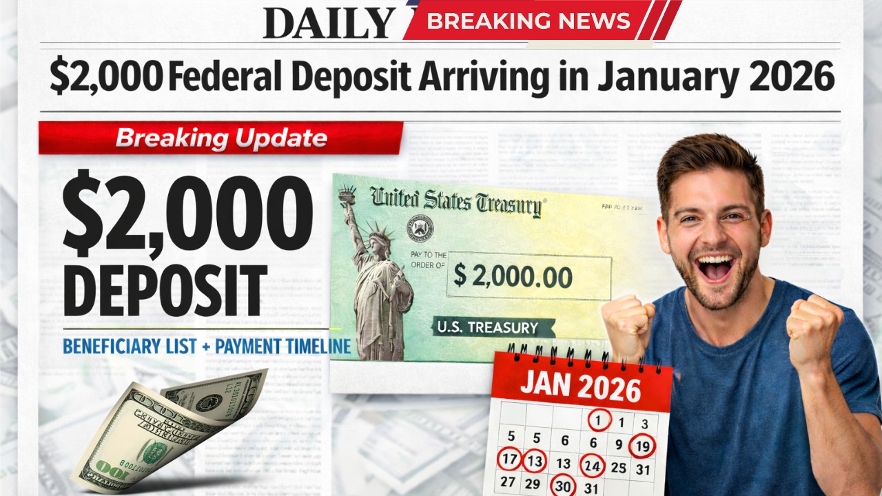 $2,000 Federal Deposit Arriving in January 2026 – Who’s on the Beneficiary List & When It Pays